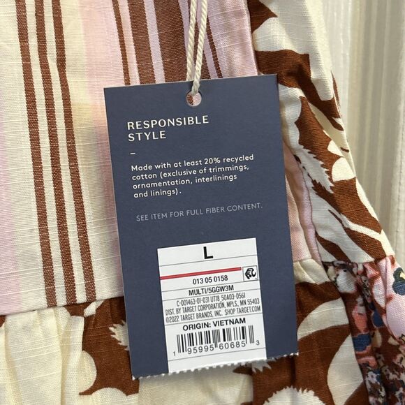 NWT Universal Thread Womens Patchwork Skirt Size Large Pink Brown Floral Stripe - Picture 4 of 16